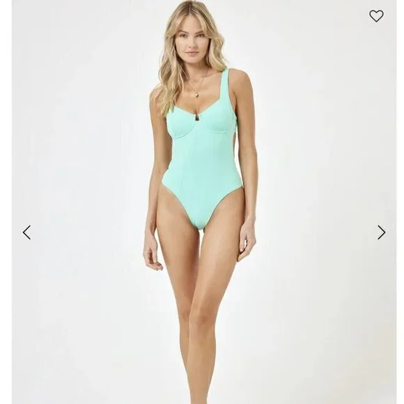 L*Space NEW Kendal OP Classic teal green underwire one piece swimsuit small - Picture 6 of 12